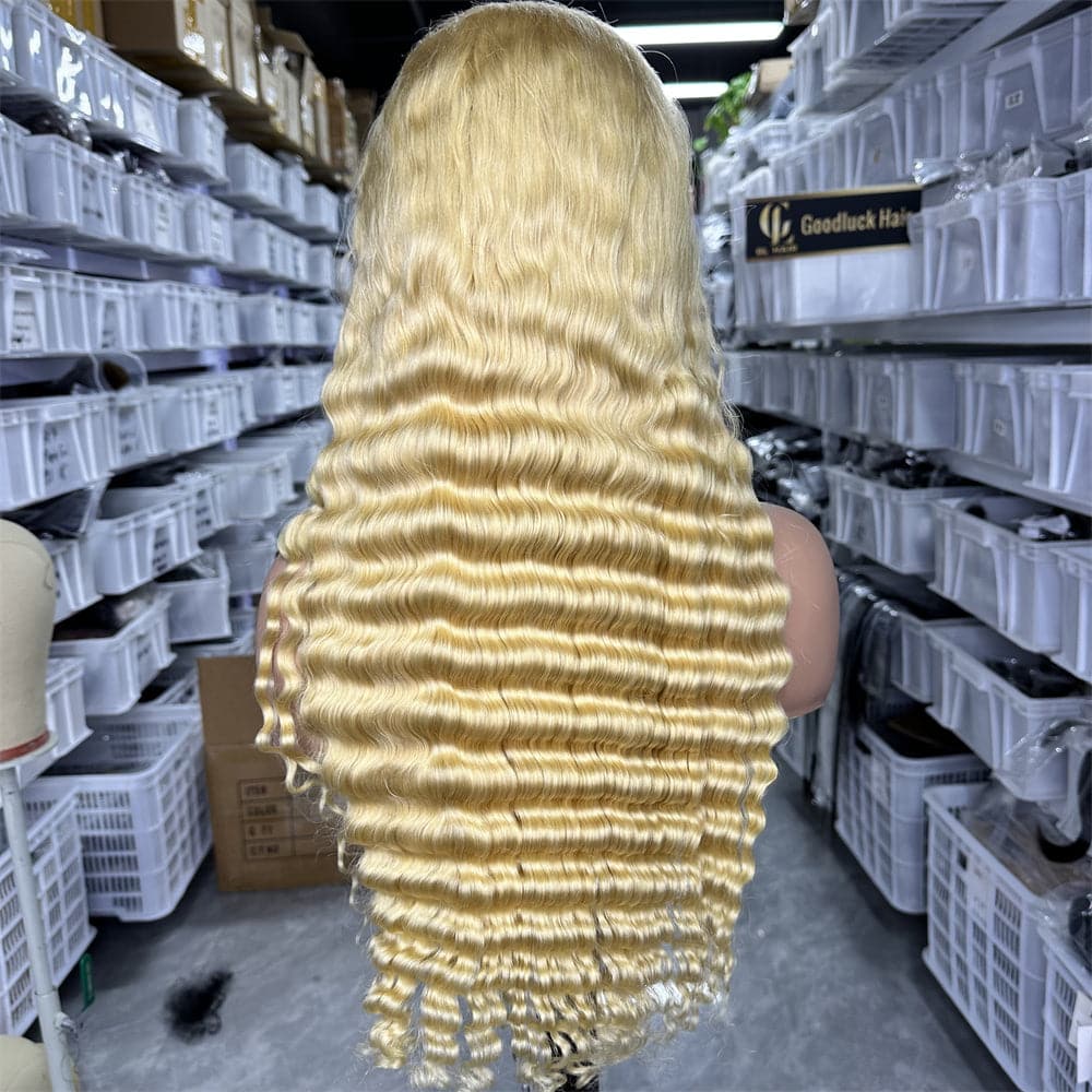 13x4 Transparent full frontal wig deep wave 180% density 613 - Goodluck Hair
