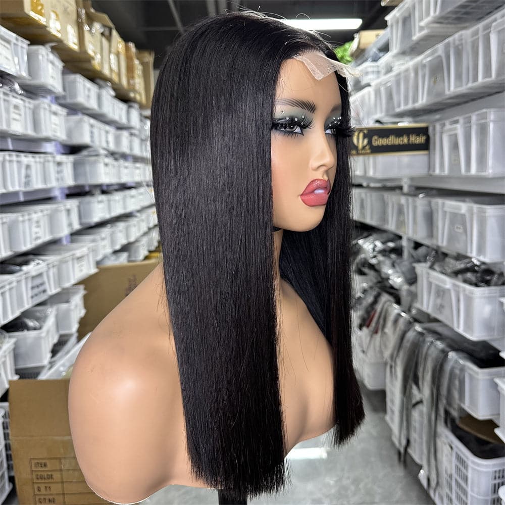 SDD 2x6 Kim K bob wig natural black color 16" 250% density - Goodluck Hair