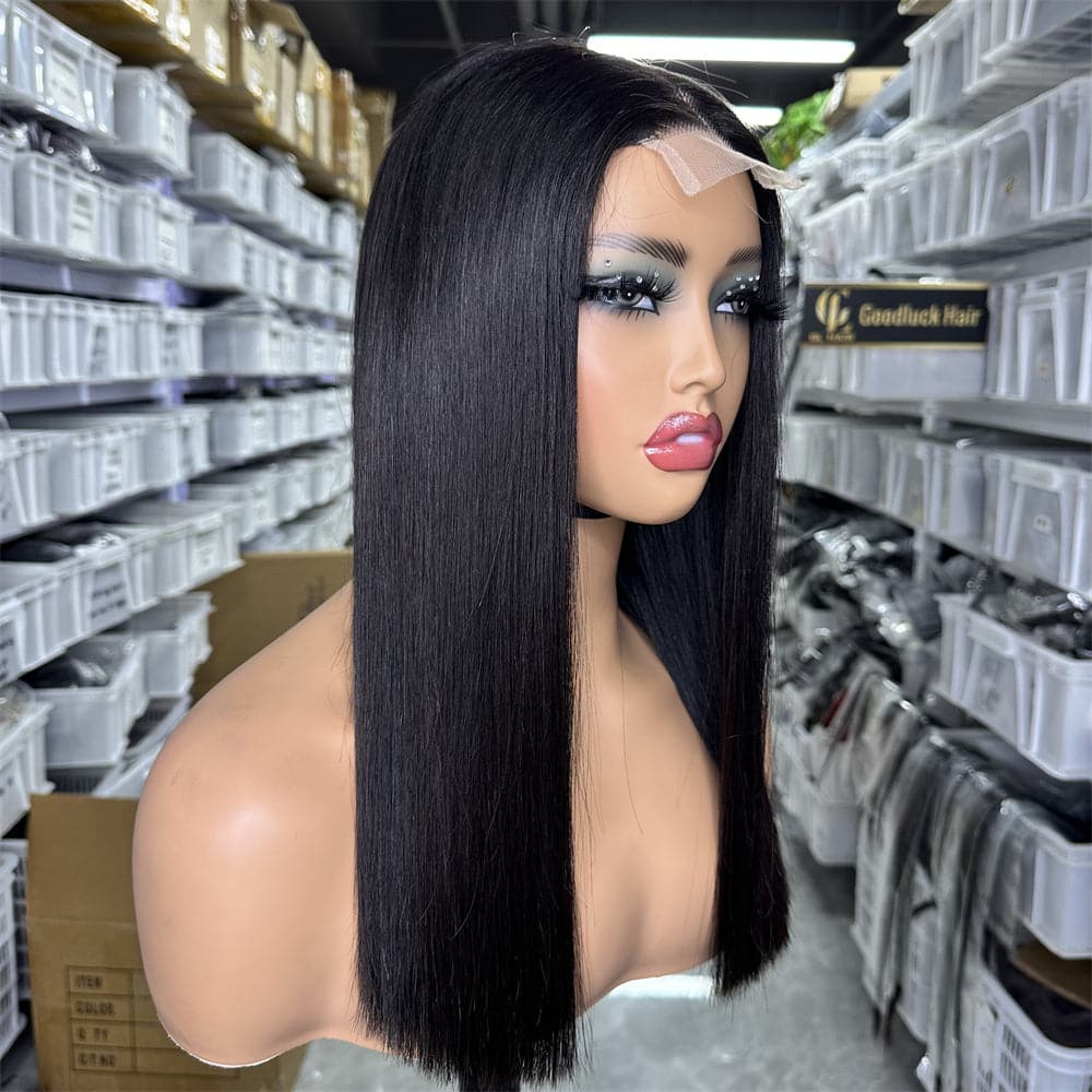 SDD 2x6 Kim K bob wig natural black color 250% density - Goodluck Hair