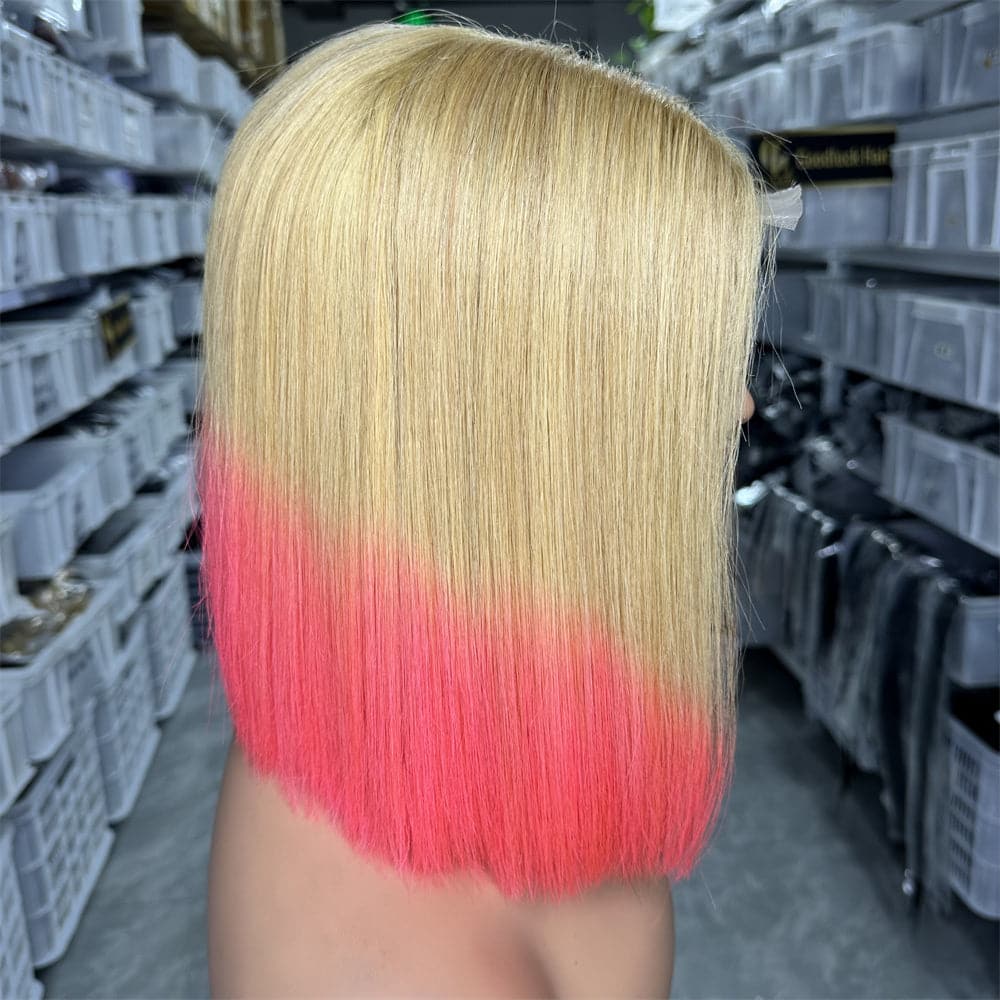 SDD 2x6 Kim K bob wig T613/pink color 250% density - Goodluck Hair