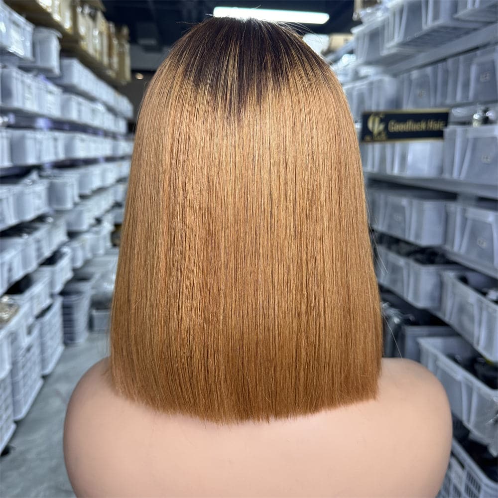 SDD 2x6 Kim K bob wig ombre brown color 250% density - Goodluck Hair