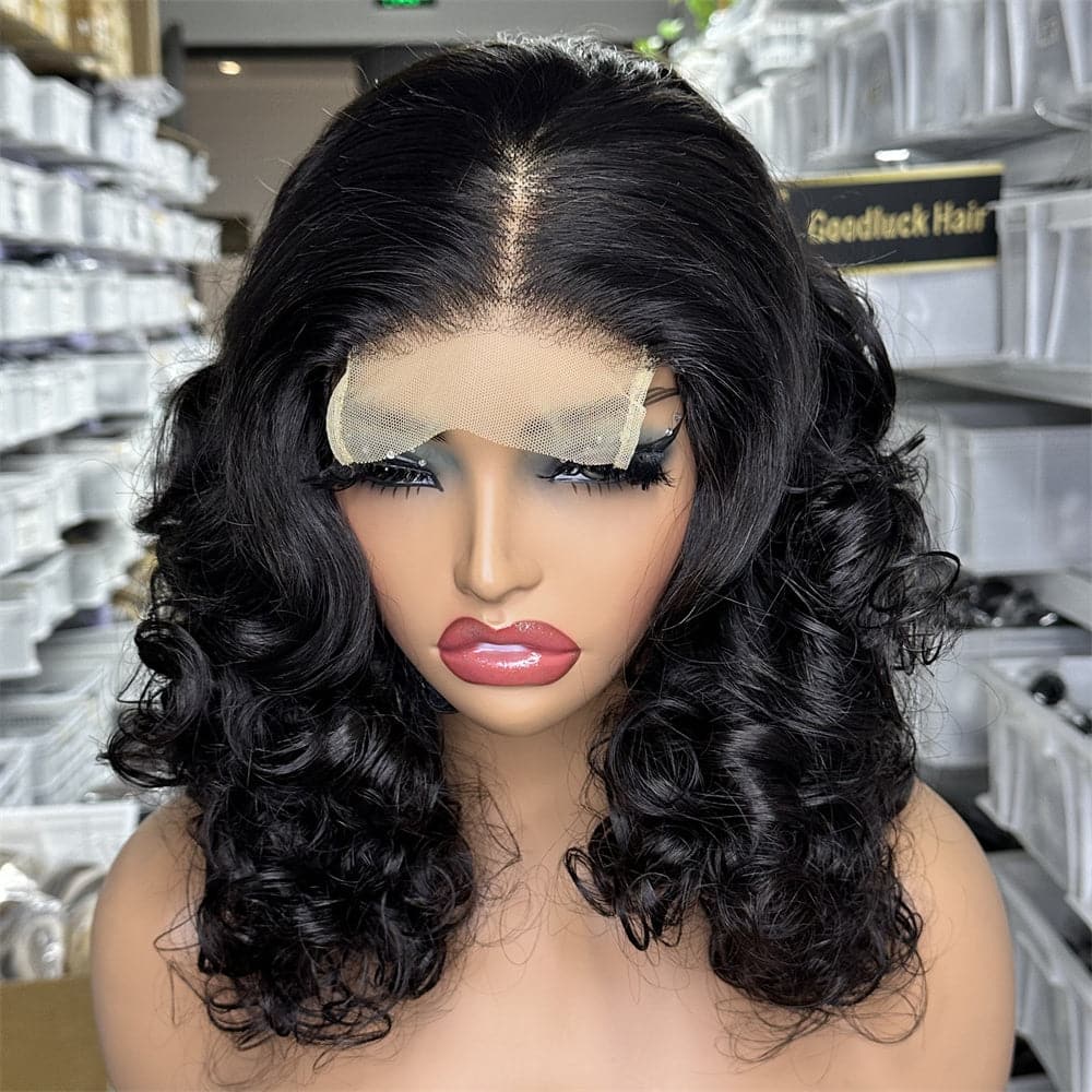 Bouncy Loose Wave 14 Inch 4X4 Lace Closure Bob WIg Ready To Ship - Goodluck Hair