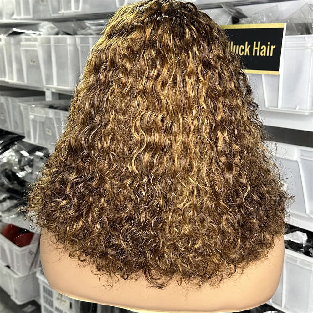100% Human Hair Italian Wave 4X4 Lace Closure Glueless Bob Wig Super Double Drawn - Goodluck Hair