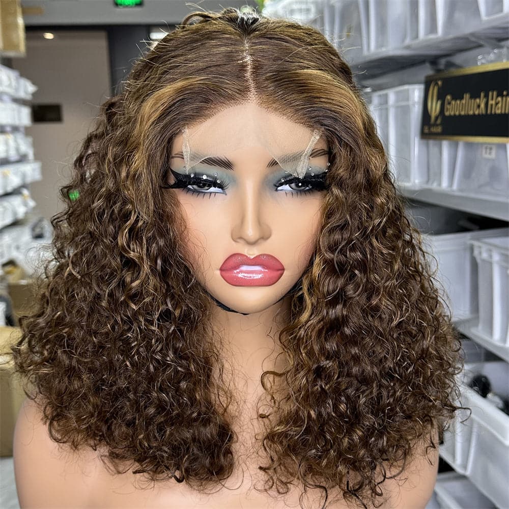 100% Human Hair Italian Wave 4X4 Lace Closure Glueless Bob Wig Super Double Drawn - Goodluck Hair