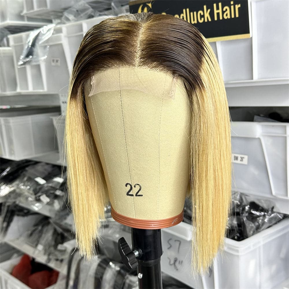 Ombre Color 10 INCH T4/27 4X4 Lace Closure Bob Wig - Goodluck Hair