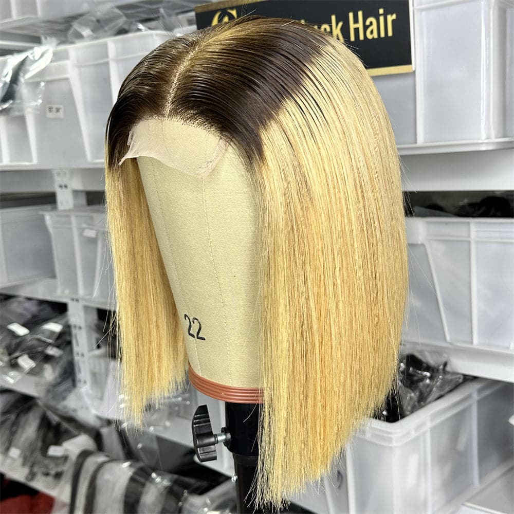 Ombre Color 10 INCH T4/27 4X4 Lace Closure Bob Wig - Goodluck Hair