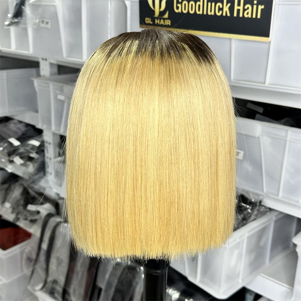 Ombre Color 10 INCH T4/27 4X4 Lace Closure Bob Wig - Goodluck Hair
