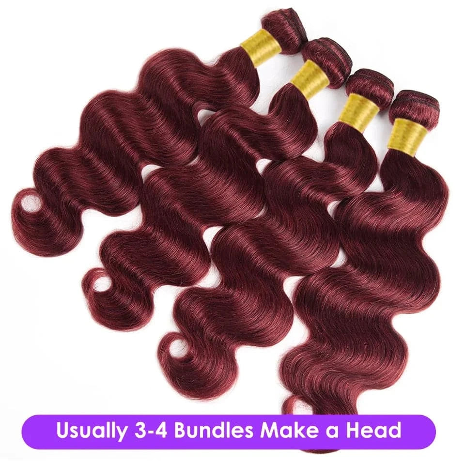 99J Burgundy Body Wave Bundles 100% Human Hair Bundles