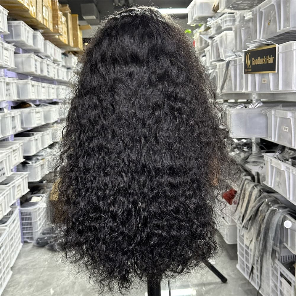 SDD 13x4 transparent full frontal lace wig natural wave natural black color 250% density - Goodluck Hair