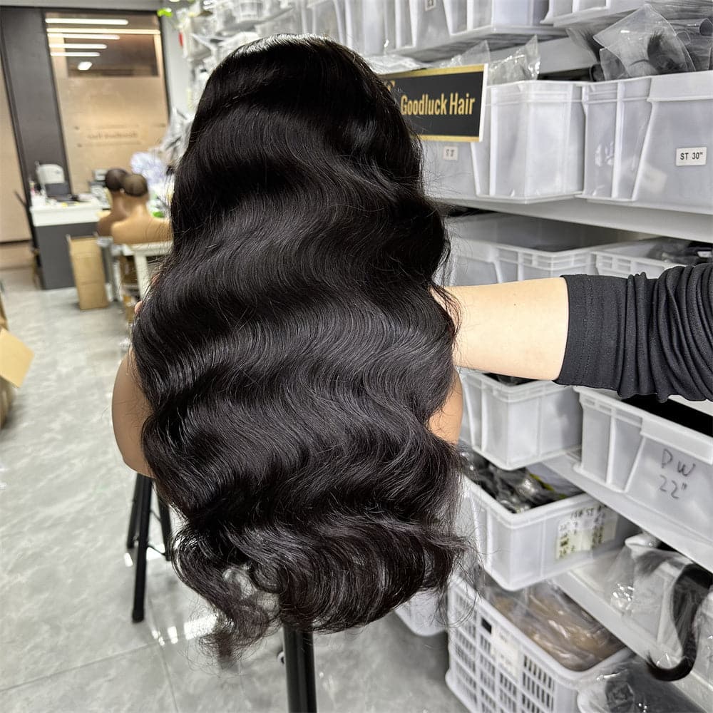 5X5 HD Lace Closure Glueless Wig Body Wave Black Color - Goodluck Hair
