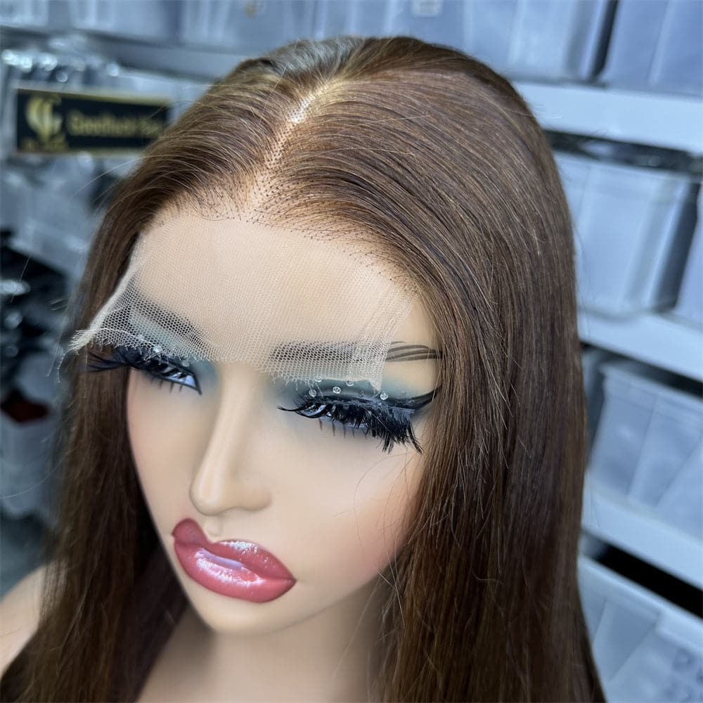 4x4 Preplucked HD Lace Closure Glueless Wig Brown Color Straight Hair - Goodluck Hair