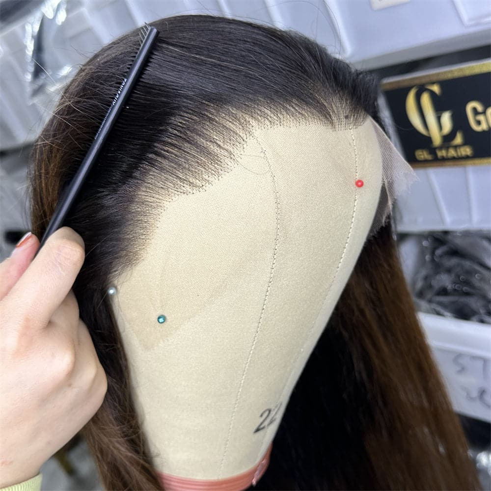 HD Lace Preplucked Full Frontal 13x4 Wig Unprocessed Human Hair Ombre Brown Color - Goodluck Hair