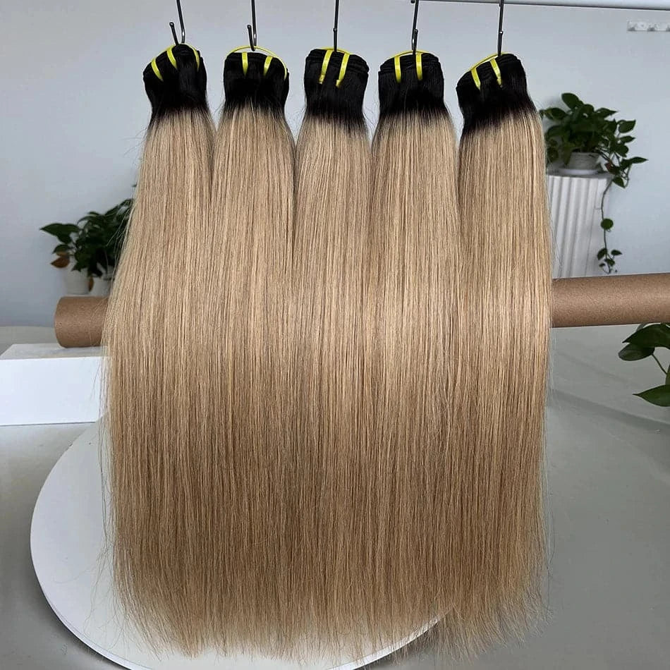 1B 27 Ombre Colored Straight Human Hair Bundles 16-24 Inch 10A Brazilian 100% Virgin Human Hair Extensions Weave For Women - Goodluck Hair