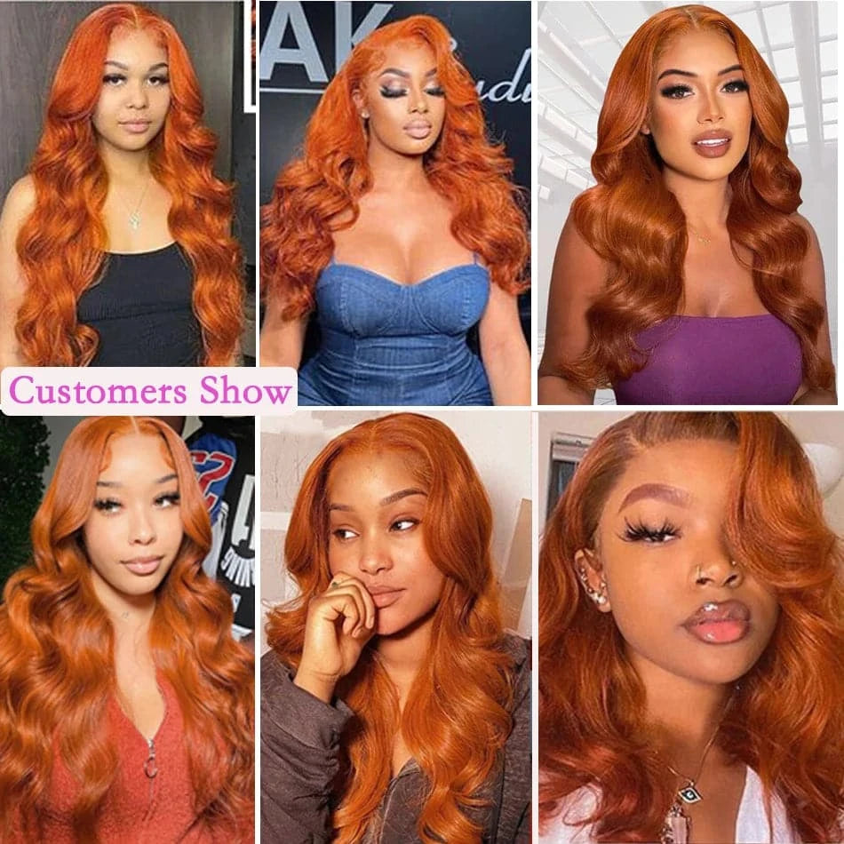10A Body Wave #350 Orange Ginger Colored Human Hair Bundles 16-24 Inch Brazilian 100% Human Hair Extensions Weave For Women - Goodluck Hair