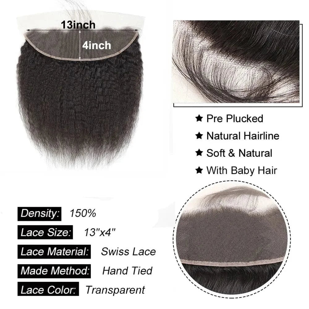 Kinky Straight Closure Human Hair 4x4 5x5 6x6 Transparent Lace Closure Frontal 13x4 13x6 Kinky Straight Lace Frontal Closure - Goodluck Hair