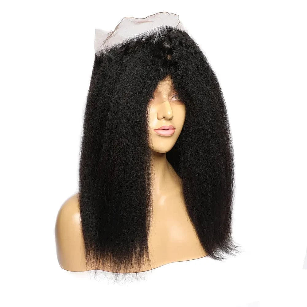 Kinky Straight 360 Lace Frontal Only Newmi Kinky Straight Human Hair 360 Lace Closure for Women Pre Plucked Natural HairLine - Goodluck Hair