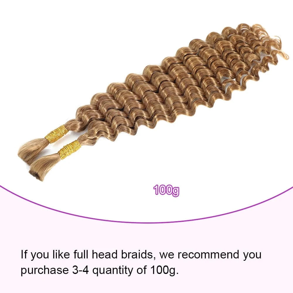 27# Water Wave Braiding Bulk Human Hair For Boho Braids Honey Blonde Crochet Micro Knotless Bohemian Braids Double Drawn - Goodluck Hair