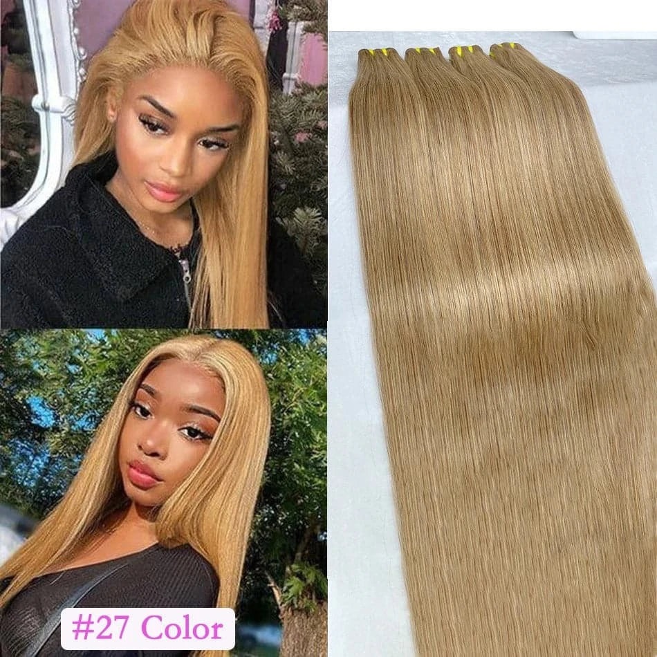 Straight #27 #30 Colored Honey Blonde 10A Grade Human Hair Bundles 16-24 Inches 100% Raw Human Hair Extensions Weave For Women - Goodluck Hair