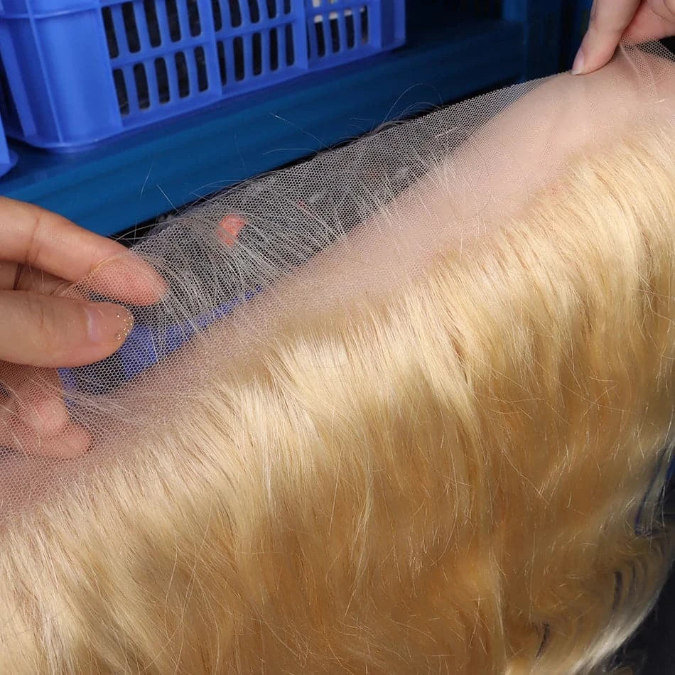 Body Wave 13x4 Lace Frontal Human Hair #613 Blonde Color Transparent Pre-Plucked With Baby Hair Melt Skin invisible Lace Closure - Goodluck Hair