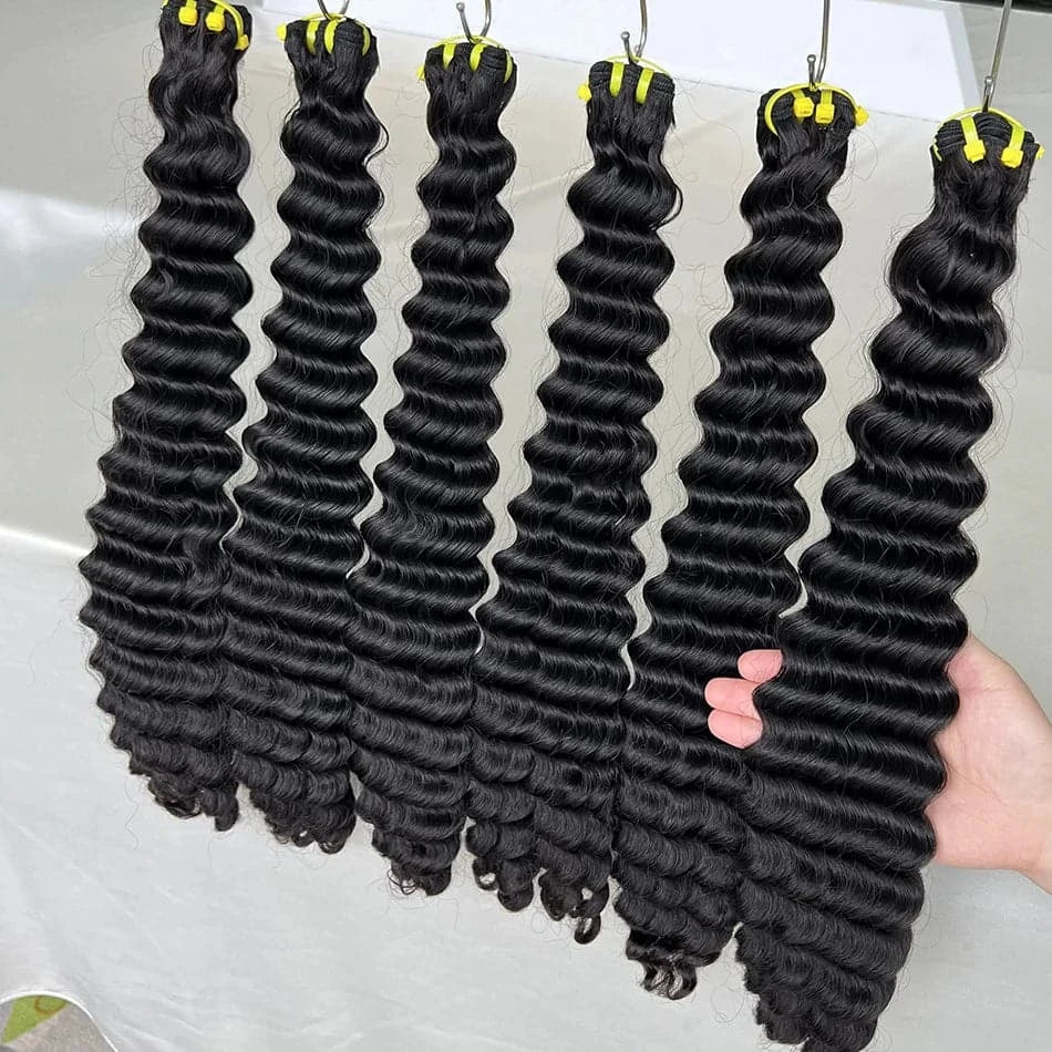 1A Grade Double Drawn Deep Wave 100% Human Hair Bundles for wholesale - Goodluck Hair