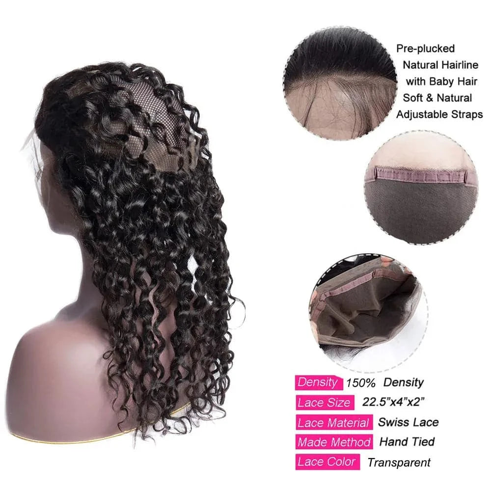 Water Wave 360 Lace Frontal Only Newmi Water Wave Human Hair 360 Lace Closure Transparent Lace Pre Plucked Natural Hairline - Goodluck Hair