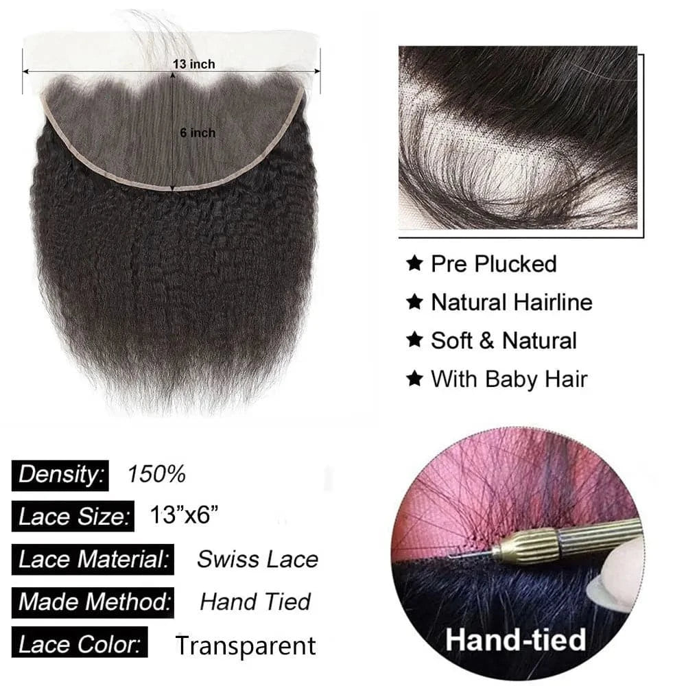 Kinky Straight Closure Human Hair 4x4 5x5 6x6 Transparent Lace Closure Frontal 13x4 13x6 Kinky Straight Lace Frontal Closure - Goodluck Hair