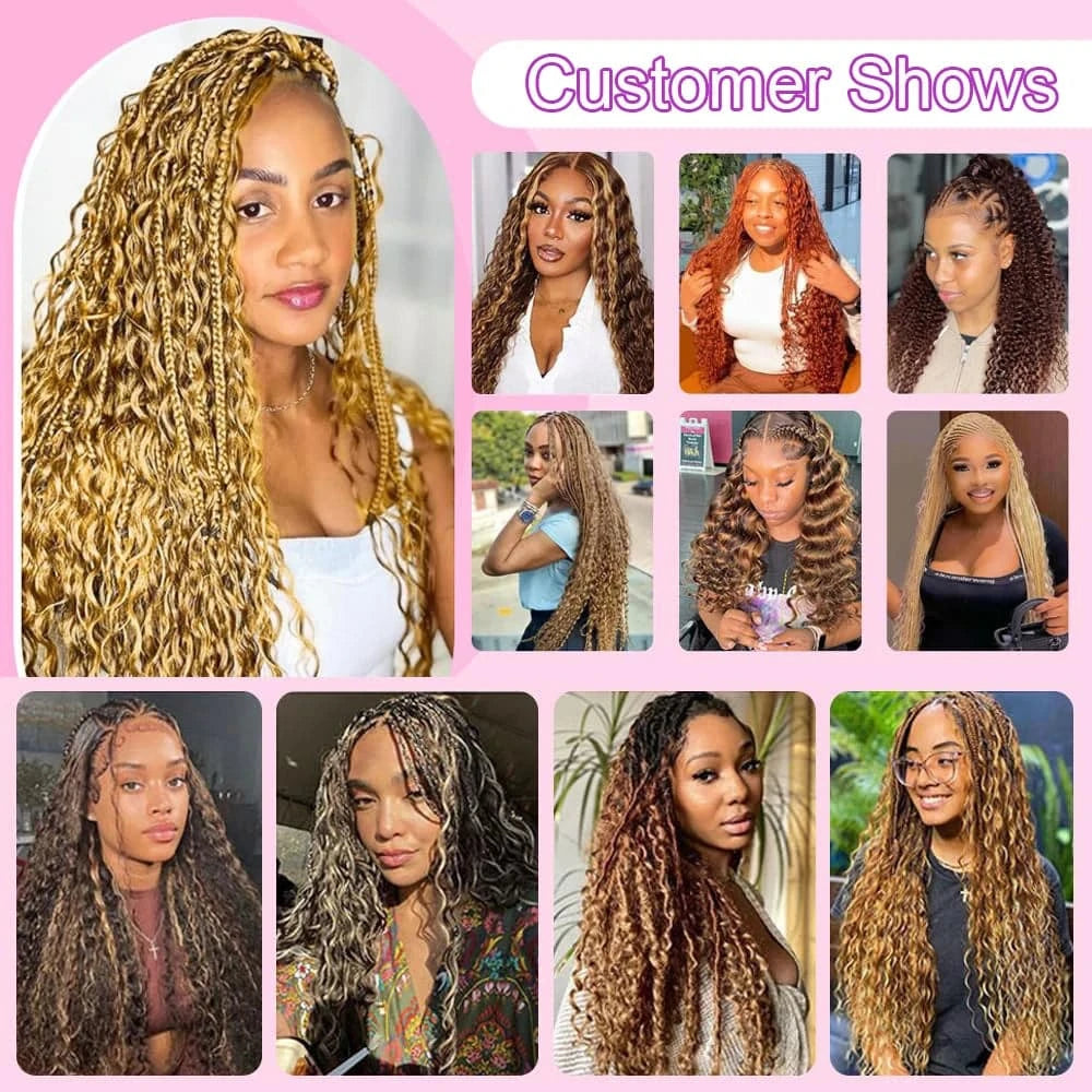 Water Wave Braiding Human Hair For Boho Braids Crochet Micro Knotless Bohemian Box Braids Double Drawn Bulk Hair 1B# - Goodluck Hair