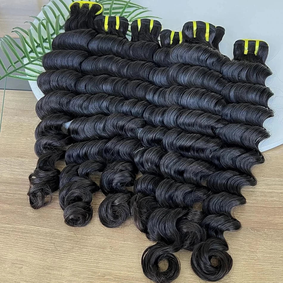 Maki 10A Grade Deep Wave 100% Raw Human Hair Bundles 10-30 inches Bouncy Curly Hair Weave Extensions - Goodluck Hair