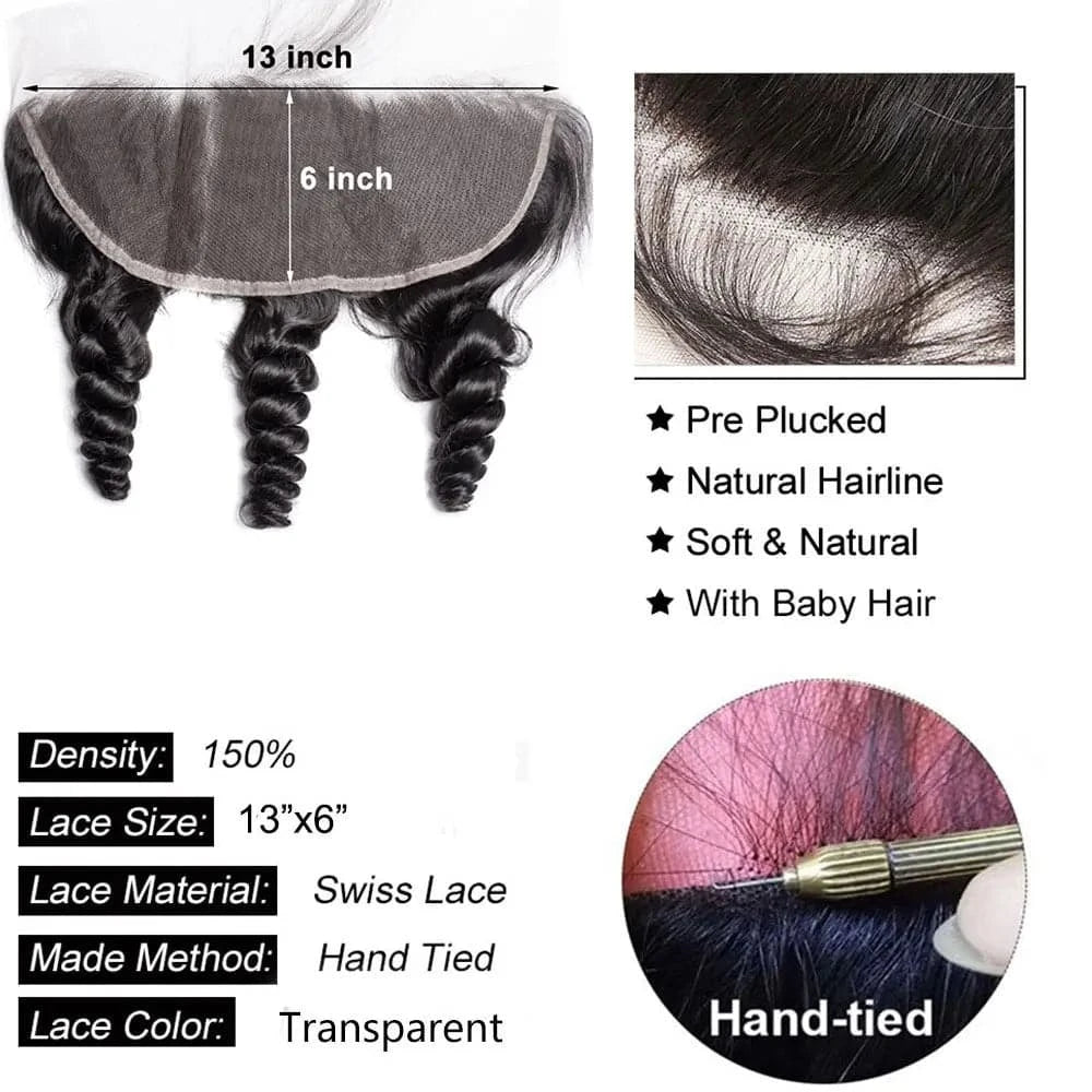 Loose Wave Lace Closure Frontal Human Hair Newmi 4x4 5x5 6x6 Closure Pre Plucked 13x4 13x6 Loose Wave Human Hair Lace Frontal - Goodluck Hair