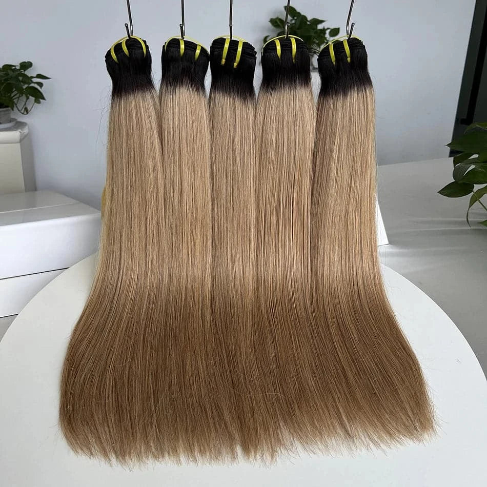1B 27 Ombre Colored Straight Human Hair Bundles 16-24 Inch 10A Brazilian 100% Virgin Human Hair Extensions Weave For Women - Goodluck Hair