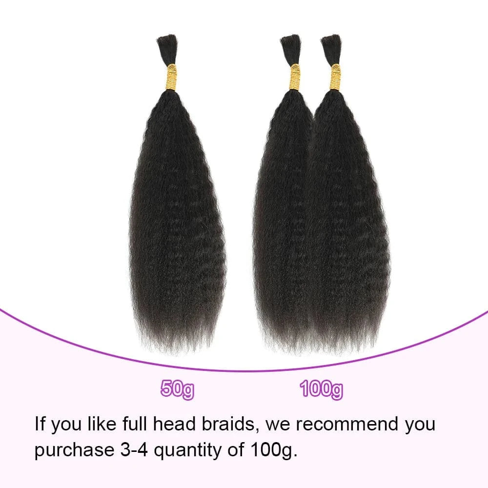 Kinky Straight Bulk Human Hair For Braiding Boho Braids Crochet Micro Knotless Bohemian Box Braids Yaki Double Drawn 1B - Goodluck Hair