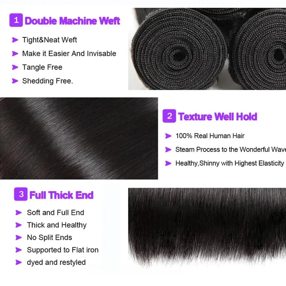 Human Hair Straight Bundles Raw Brazilian Extensions