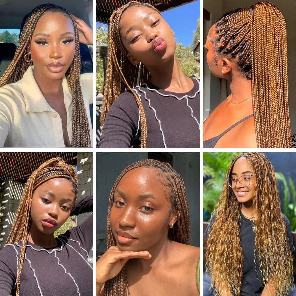 P4/27 Water Wave Bulk Braiding Human Hair For Boho Braids Crochet Micro Knotless Bohemian Box Braids Double Drawn Wet and Wavy - Goodluck Hair