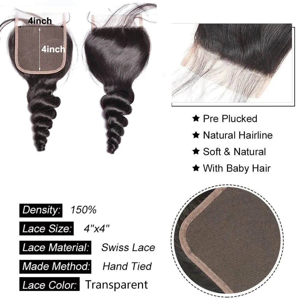 Loose Wave Lace Closure Frontal Human Hair Newmi 4x4 5x5 6x6 Closure Pre Plucked 13x4 13x6 Loose Wave Human Hair Lace Frontal - Goodluck Hair