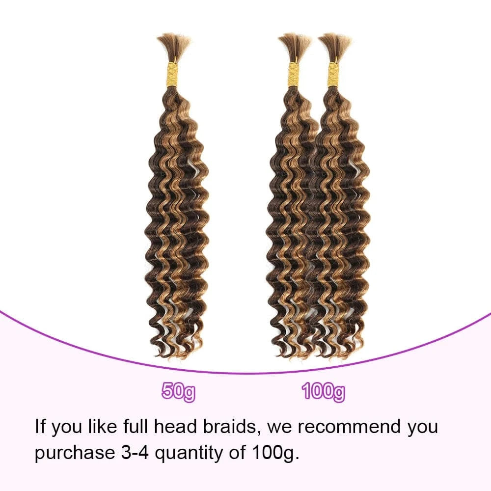 Highlight Deep Wave Braiding Human Hair For Boho Braids Crochet Micro Knotless Bohemian Box Braids Double Drawn Bulk Hair - Goodluck Hair