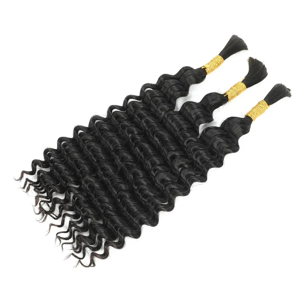 Water Wave Braiding Human Hair For Boho Braids Crochet Micro Knotless Bohemian Box Braids Double Drawn Bulk Hair 1B# - Goodluck Hair