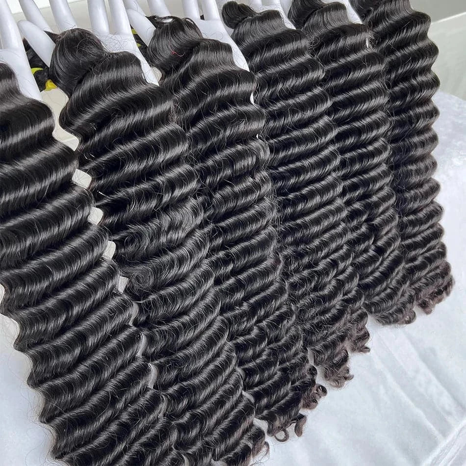 1A Grade Double Drawn Deep Wave 100% Human Hair Bundles for wholesale - Goodluck Hair