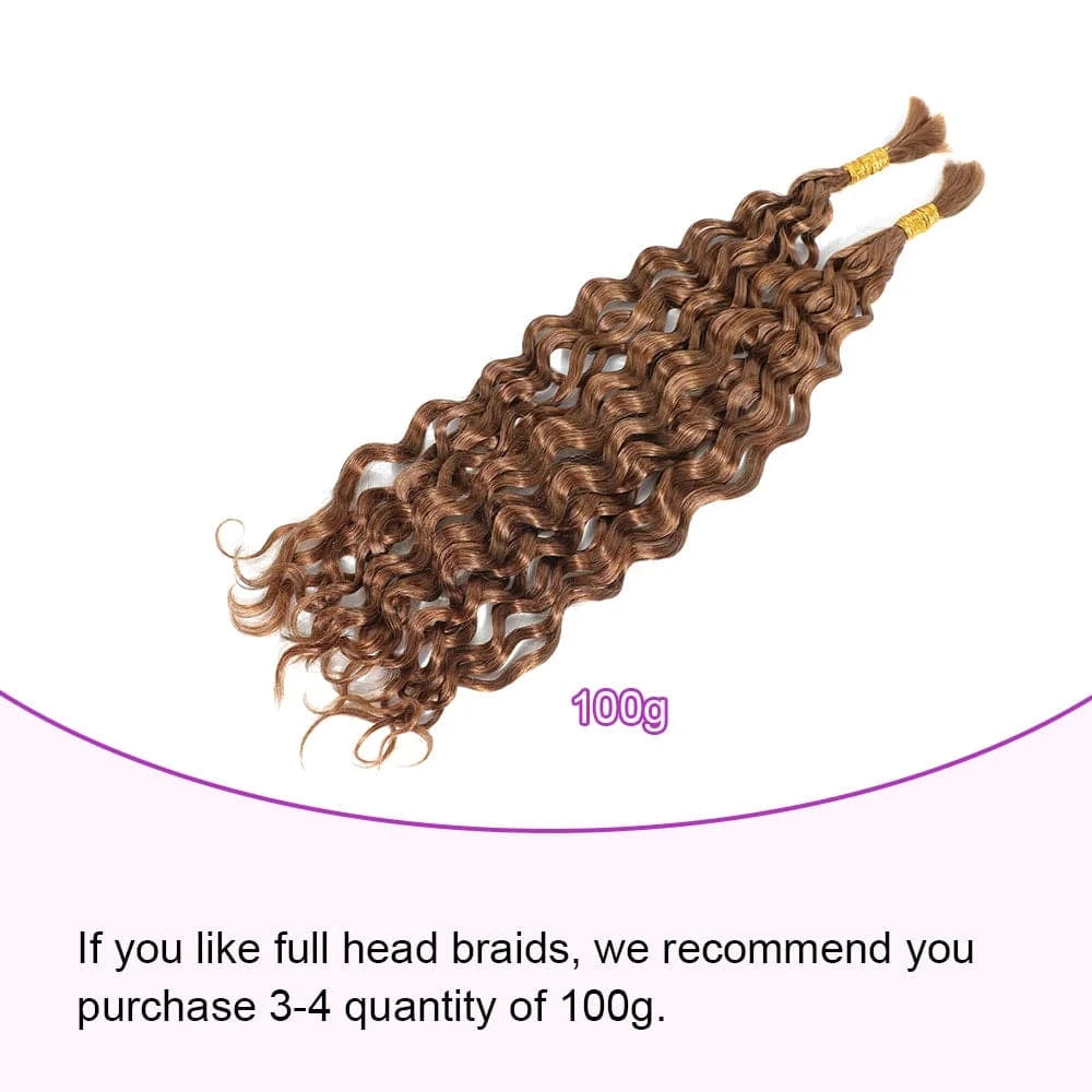 30# Water Wave Bulk Human Hair For Braiding Boho Braids Crochet Micro Knotless Bohemian Braids Double Drawn Brown Color - Goodluck Hair