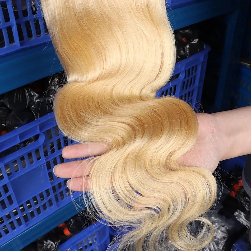 Body Wave 13x4 Lace Frontal Human Hair #613 Blonde Color Transparent Pre-Plucked With Baby Hair Melt Skin invisible Lace Closure - Goodluck Hair