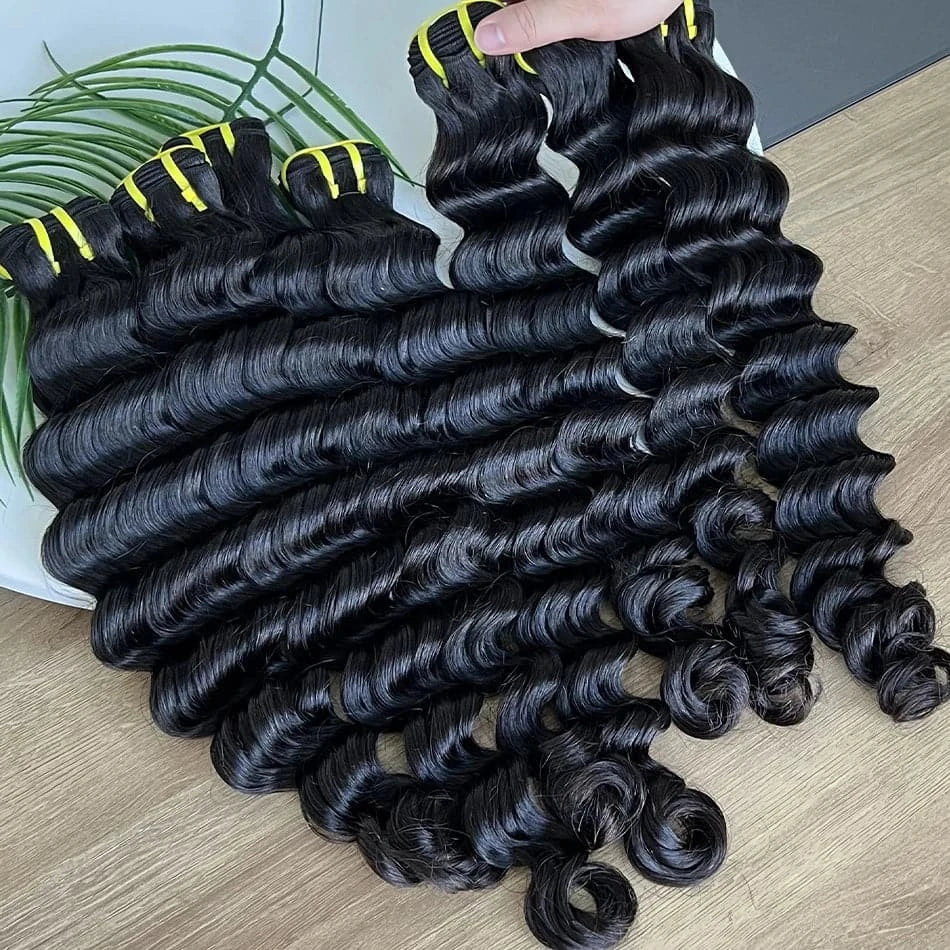 Maki 10A Grade Deep Wave 100% Raw Human Hair Bundles 10-30 inches Bouncy Curly Hair Weave Extensions - Goodluck Hair