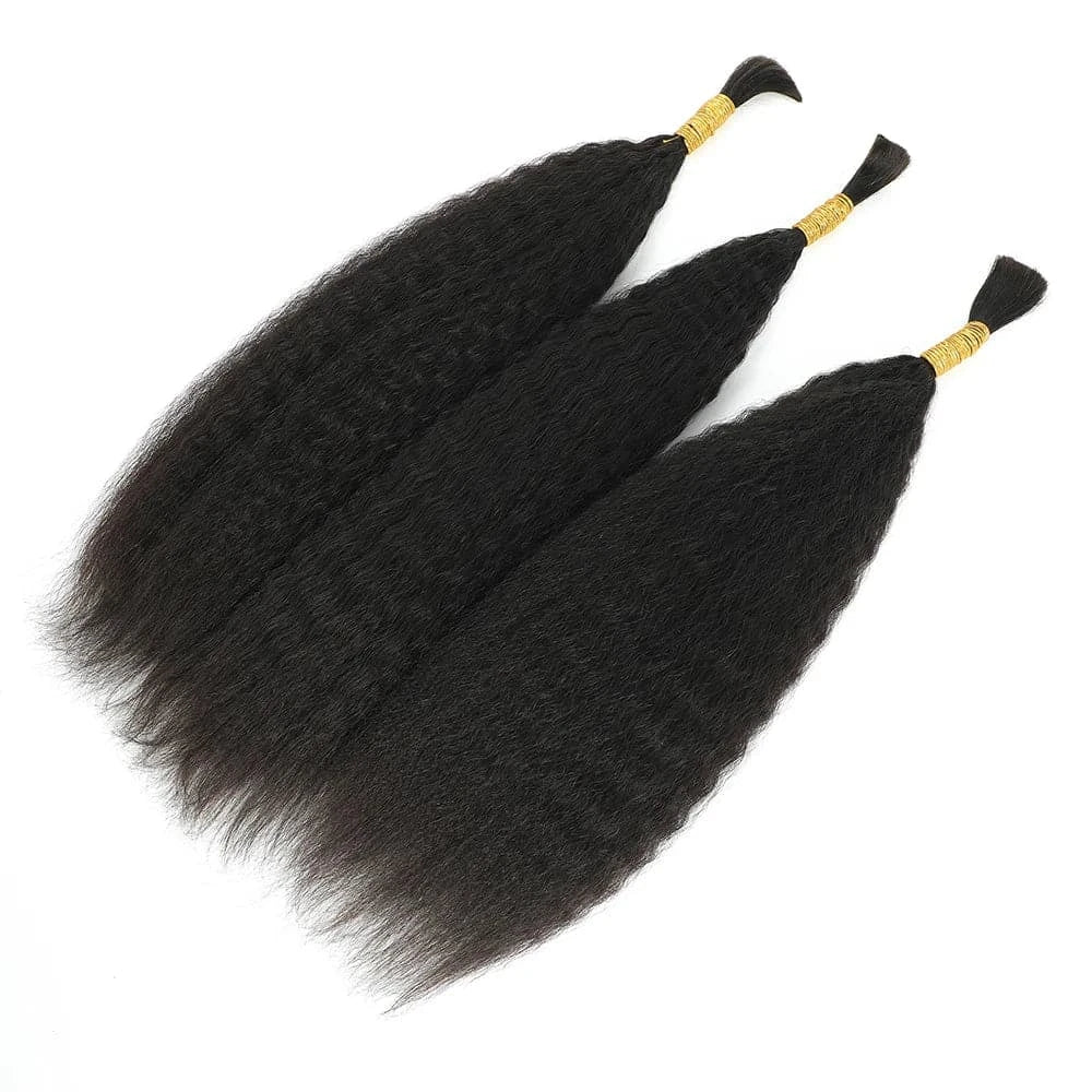 Kinky Straight Bulk Human Hair For Braiding Boho Braids Crochet Micro Knotless Bohemian Box Braids Yaki Double Drawn 1B - Goodluck Hair