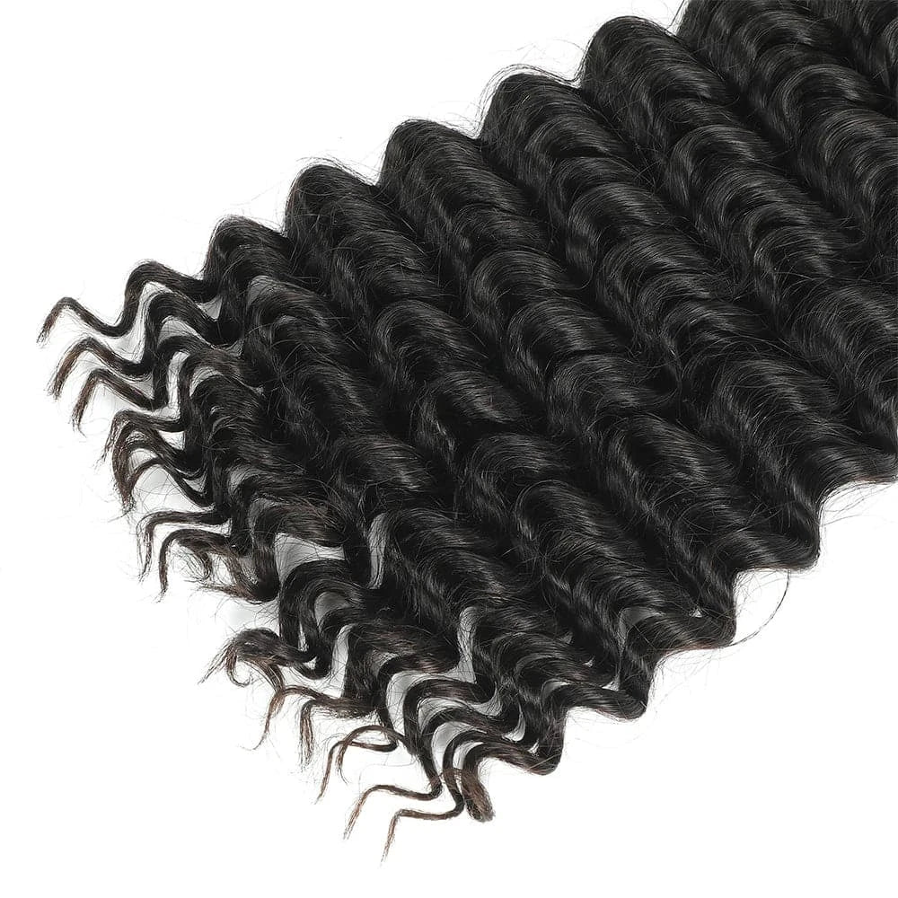 Deep Wave Human Braiding Hair For Crochet Micro Knotless Bohemian Double Drawn Bulk Hair 1B Color - Goodluck Hair