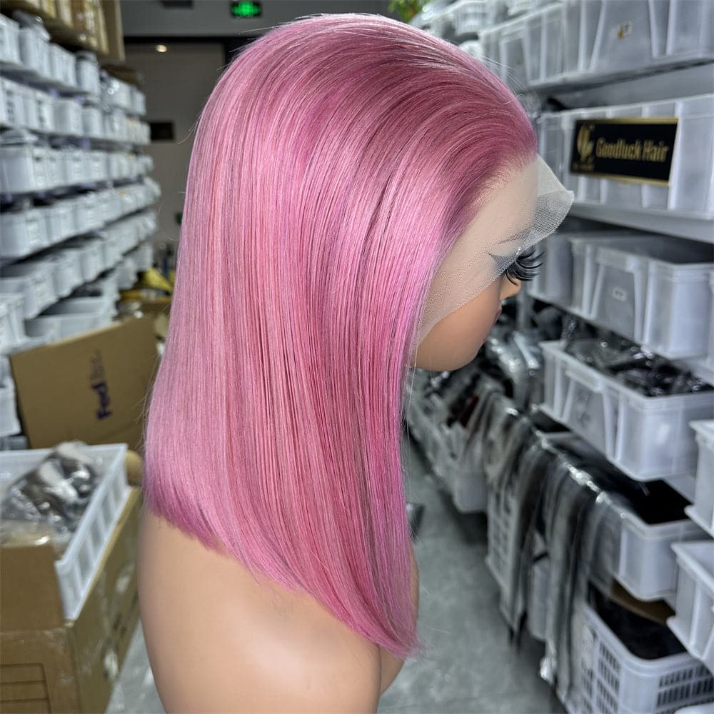 Hot Pink Color 13x4 Full Frontal Bob Wig For Wholesale - Goodluck Hair