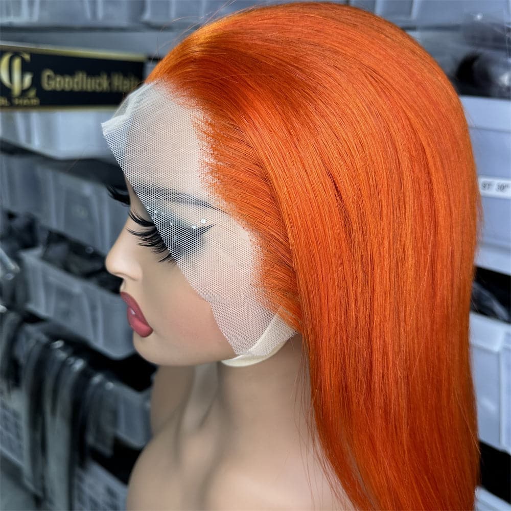 Orange Color 13x4 Full Frontal Bob Wig For Wholesale - Goodluck Hair