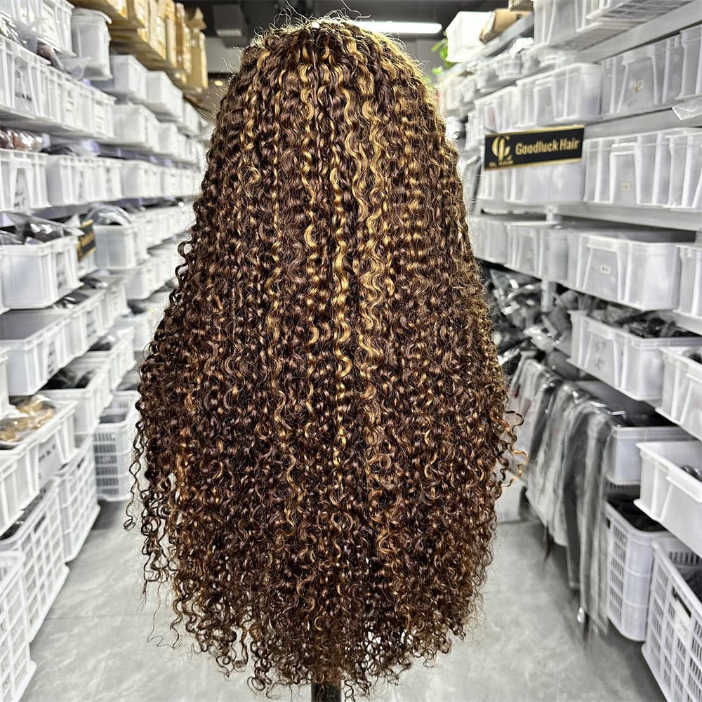 sdd super double drawn highlight piano color pixie curl 13x4 full frontal lace wig - Goodluck Hair