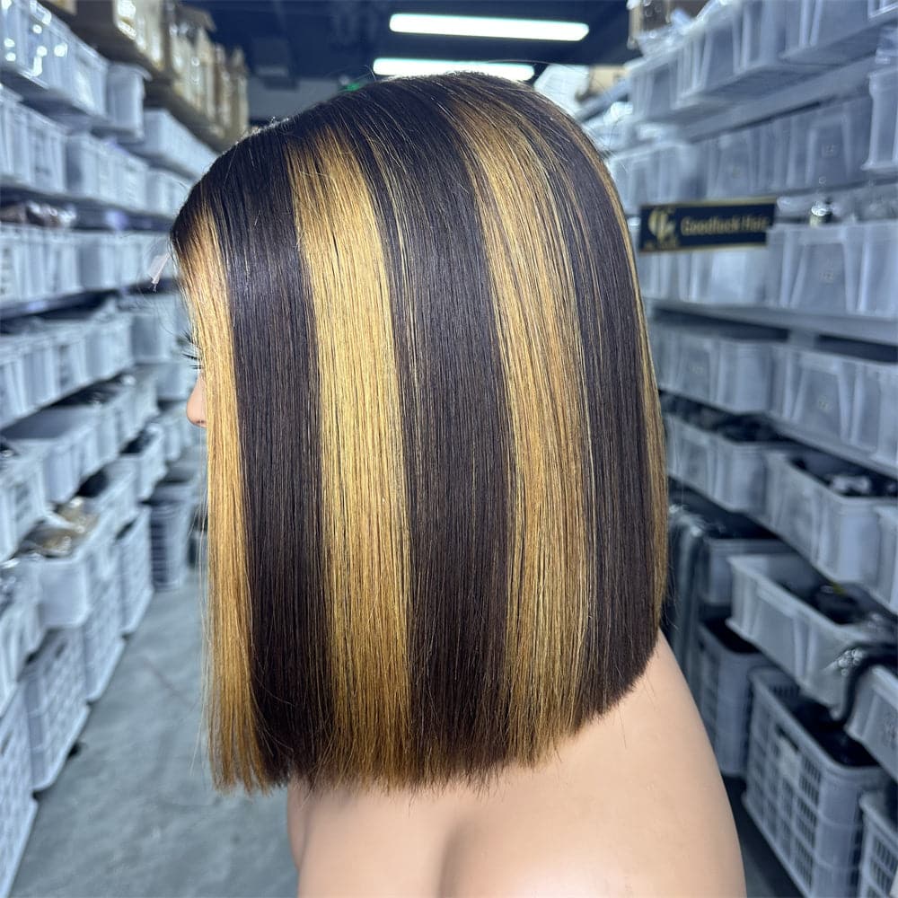 SDD 2x6 Kim K bob wig P4/27 highlight color 250% density - Goodluck Hair