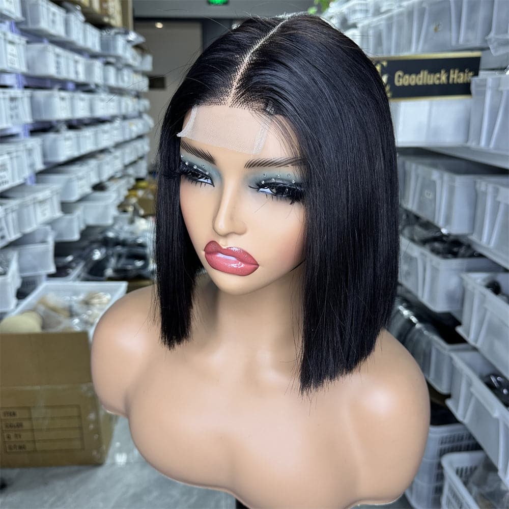 SDD 2x6 Kim K bob wig natural black color 250% density - Goodluck Hair