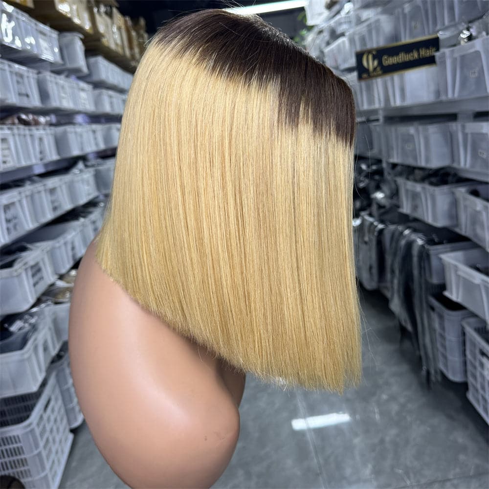 SDD 2x6 Kim K bob wig T4/27 color 250% density - Goodluck Hair