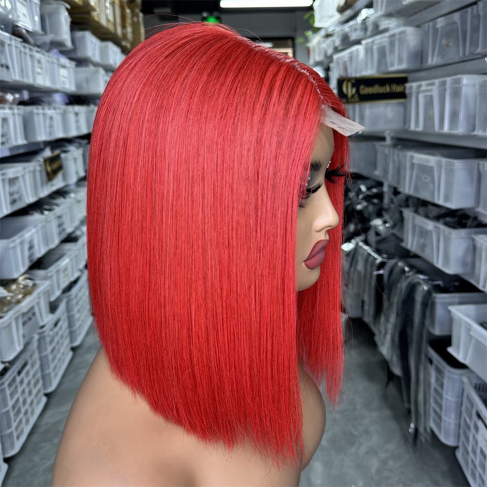 SDD 2x6 Kim K bob wig red color 250% density - Goodluck Hair