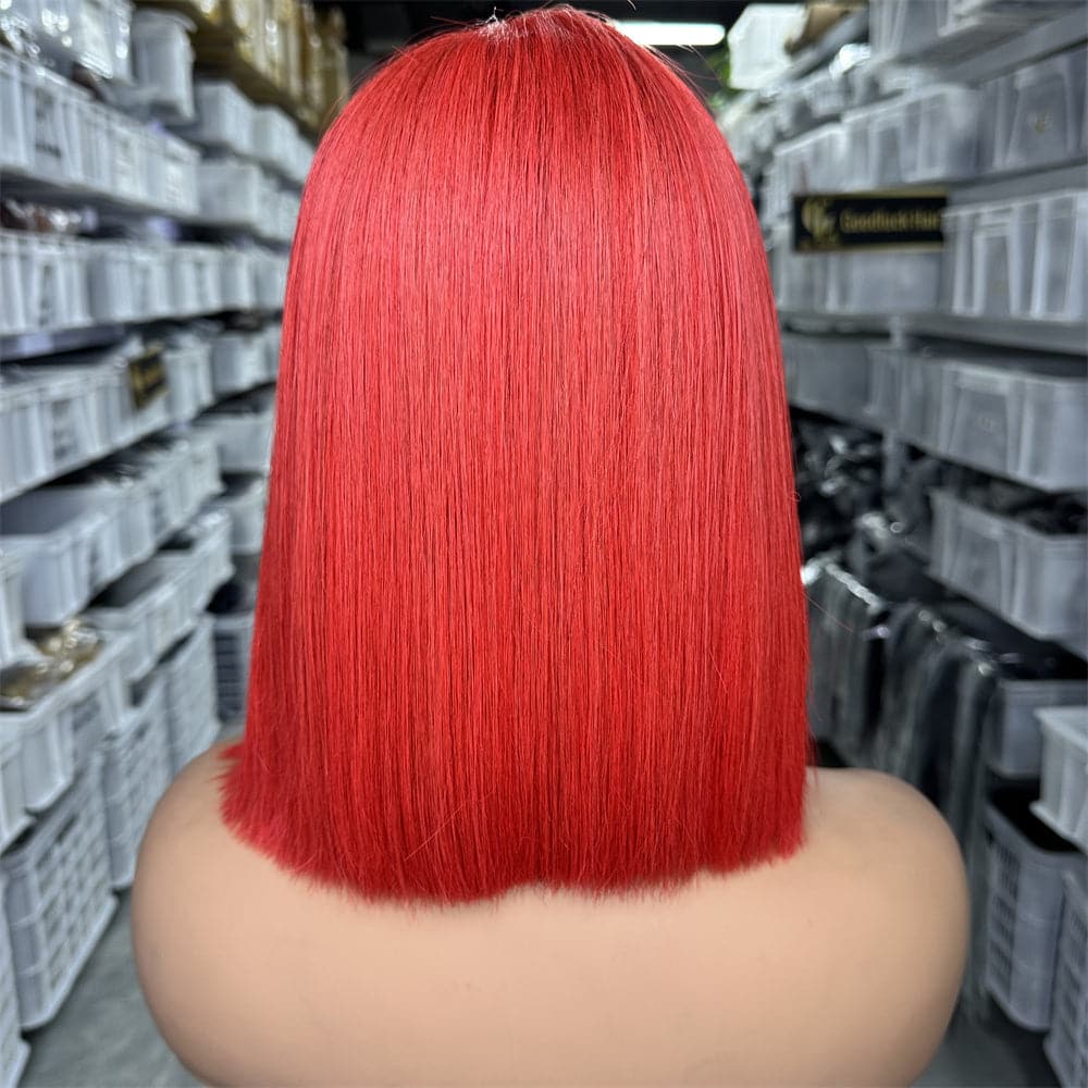 SDD 2x6 Kim K bob wig red color 250% density - Goodluck Hair